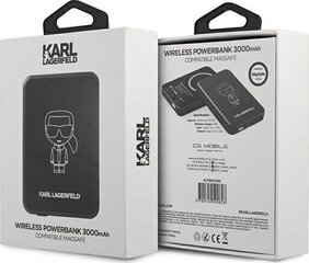 Karl Lagerfeld KLPBMSOIBK Powerbank MagSafe Переносная зарядная батарея 2.1A / 5V / 3000mAh / Черная цена и информация | Karl Lagerfeld Мобильные телефоны, Фото и Видео | hansapost.ee