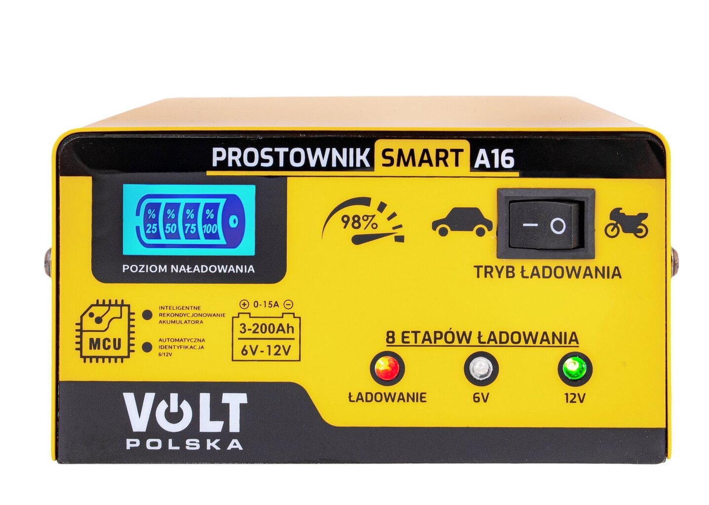 Universaalne mikroprotsessori akulaadija Volt Polska 6V / 12V 15A Smart A16 hind ja info | Auto akulaadijad | hansapost.ee
