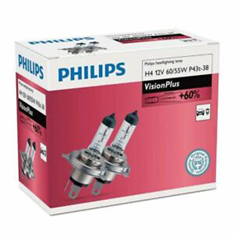 Pirn Philips H4 12V/60/55W +60% Vision Plus, 2 tk hind ja info | Autopirnid | hansapost.ee