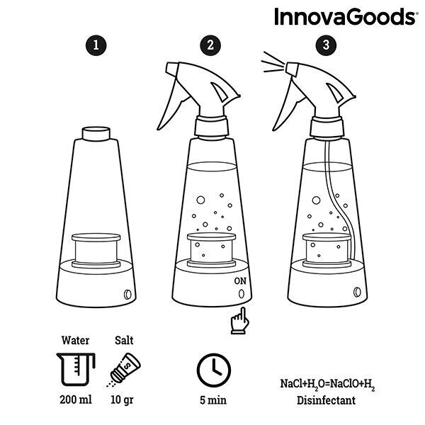 Elektrolüütiline desinfitseerimisgeneraator D-Spray InnovaGoods цена и информация | Puhastusvahendid | hansapost.ee