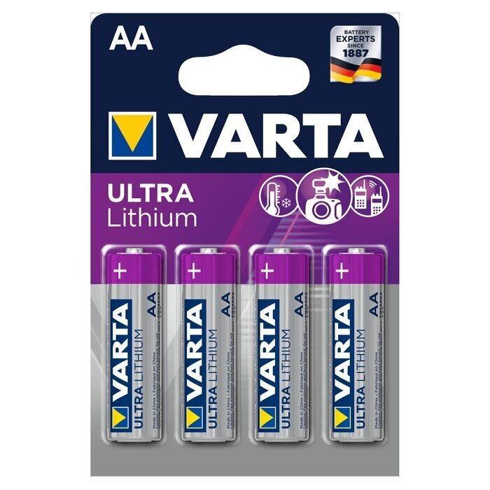Varta liitiumpatareid Ultra AA (4 tk) hind ja info | Patareid | hansapost.ee