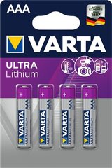 Varta Lithium AAA элемент, 4 шт. цена и информация | Varta Освещение и электротовары | hansapost.ee
