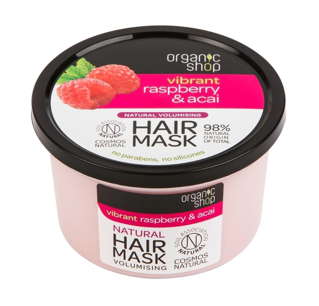 Kohevust andev juuksemask Organic Shop Raspberry & acai, 250 ml hind ja info | Juuksemaskid, õlid ja seerumid | hansapost.ee
