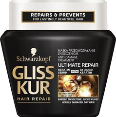Защищающая от повреждений маска для волос Schwarzkopf GLISS KUR Ultimate Repair 300 ml цена и информация | Маски, масла, сыворотки | hansapost.ee