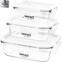 Набор контейнеров для хранения пищевых продуктов LAMART Air, 3 шт. (370/640/1040 мл) цена и информация | Контейнеры для хранения продуктов | hansapost.ee