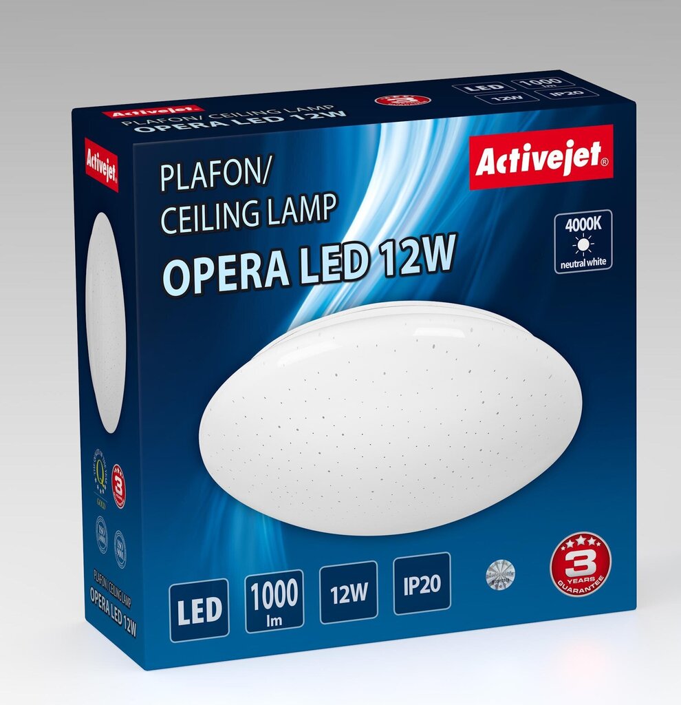 LED- valgusti Activejet AJE-Opera, 12W, valge цена и информация | Süvistatavad LED valgustid | hansapost.ee