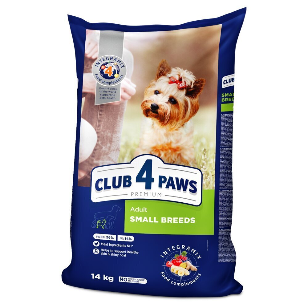 CLUB 4 PAWS Premium täisväärtuslik kuivtoit koertele Small Breeds, 14kg hind ja info | Koerte kuivtoit ja krõbinad | hansapost.ee