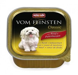 Консервы VOM FEINSTEN Classic с говядиной и сердечками индейки, 150 г цена и информация | Консервы для собак | hansapost.ee