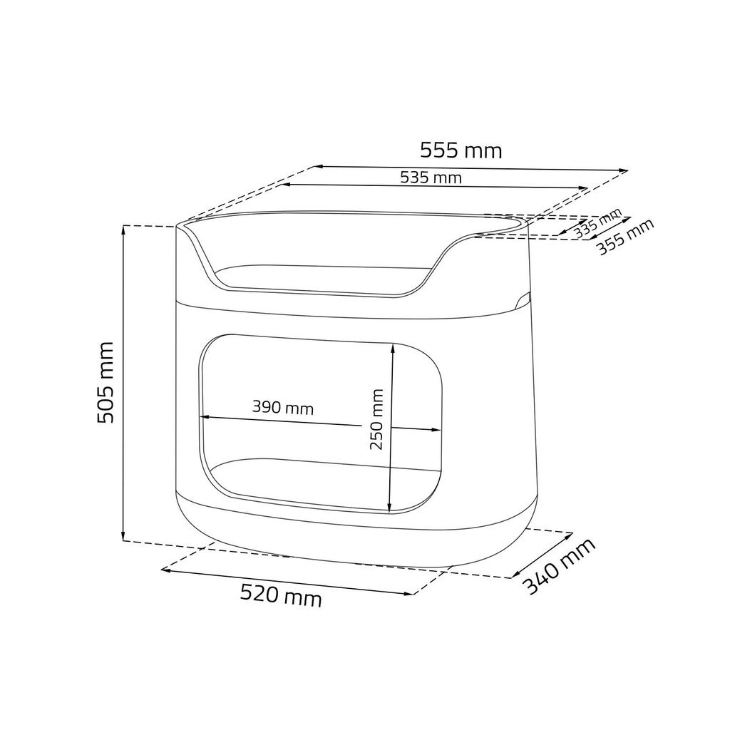 Transpordikast ja magamiskoht lemmikloomadele 3 ühes, 60x40,5x51 cm hind ja info | Pesad, asemed | hansapost.ee