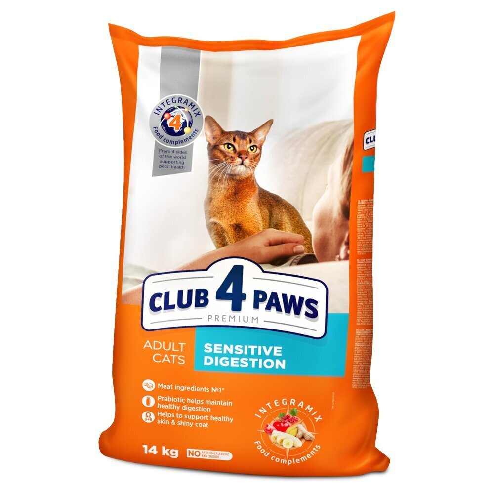 CLUB 4 PAWS Premium täisväärtuslik kuivtoit täiskasvanud kassidele Sensitive, 14kg hind ja info | Kassi kuivtoit ja kassikrõbinad | hansapost.ee