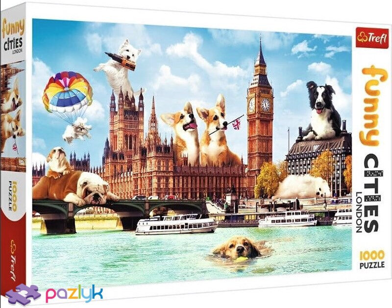 Pusle Trefl Funny Cities - Dogs In London, 1000 tk. цена и информация | Pusled lastele ja täiskasvanutele | hansapost.ee