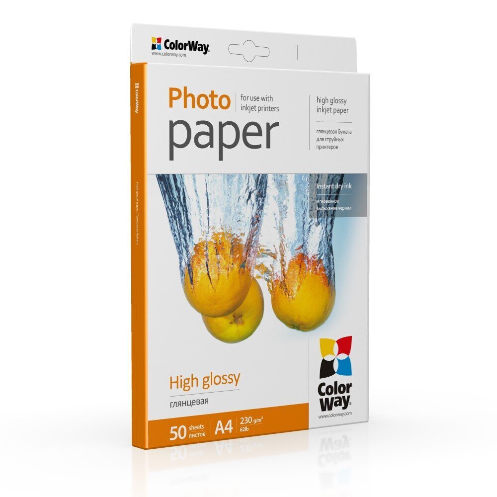 ColorWay High Glossy Photo Paper, 50 sheets, A4, 230 g hind ja info | Vihikud, märkmikud ja paberikaubad | hansapost.ee