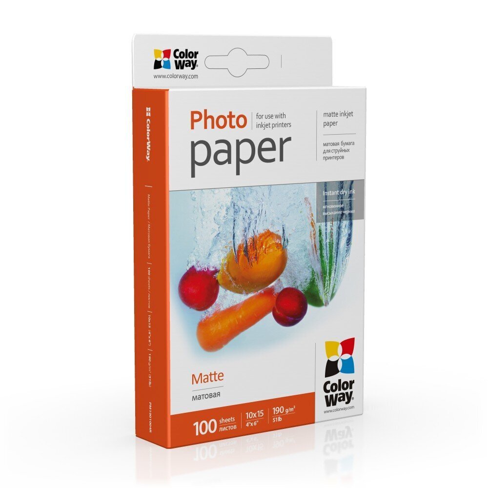 ColorWay Matte Photo Paper, 100 sheets, 10x15, 190 g цена и информация | Vihikud, märkmikud ja paberikaubad | hansapost.ee