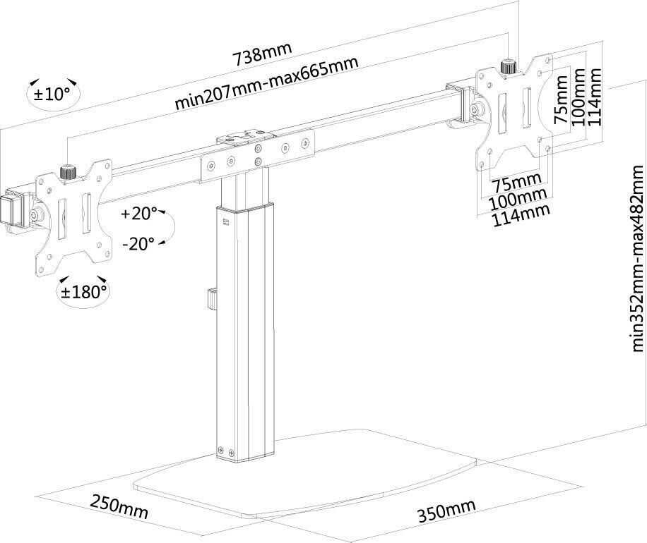 NEOMOUNTS BY NEWSTAR FLAT SCREEN DESK MOUNT (STAND) 10-27 BLACK hind ja info | Monitori kinnitused | hansapost.ee