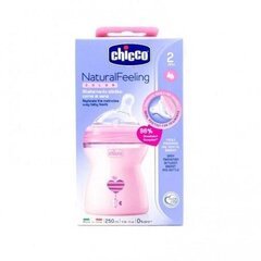 Pudel Chicco Natural Feeling 250 ml, roosa, 2+ elukuud hind ja info | Lutipudelid ja tarvikud | hansapost.ee