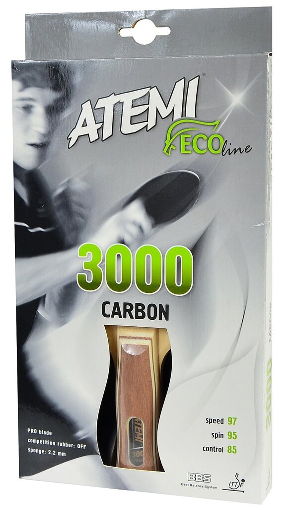 Lauatennise reket Atemi 3000 Carbon concave hind ja info | Pingpongi/lautennise reketid ja reketi kotid | hansapost.ee