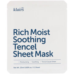 Taastav näomask Klairs Rich Moist Soothing Tencel 25 ml price and information | Face masks and eye masks | hansapost.ee