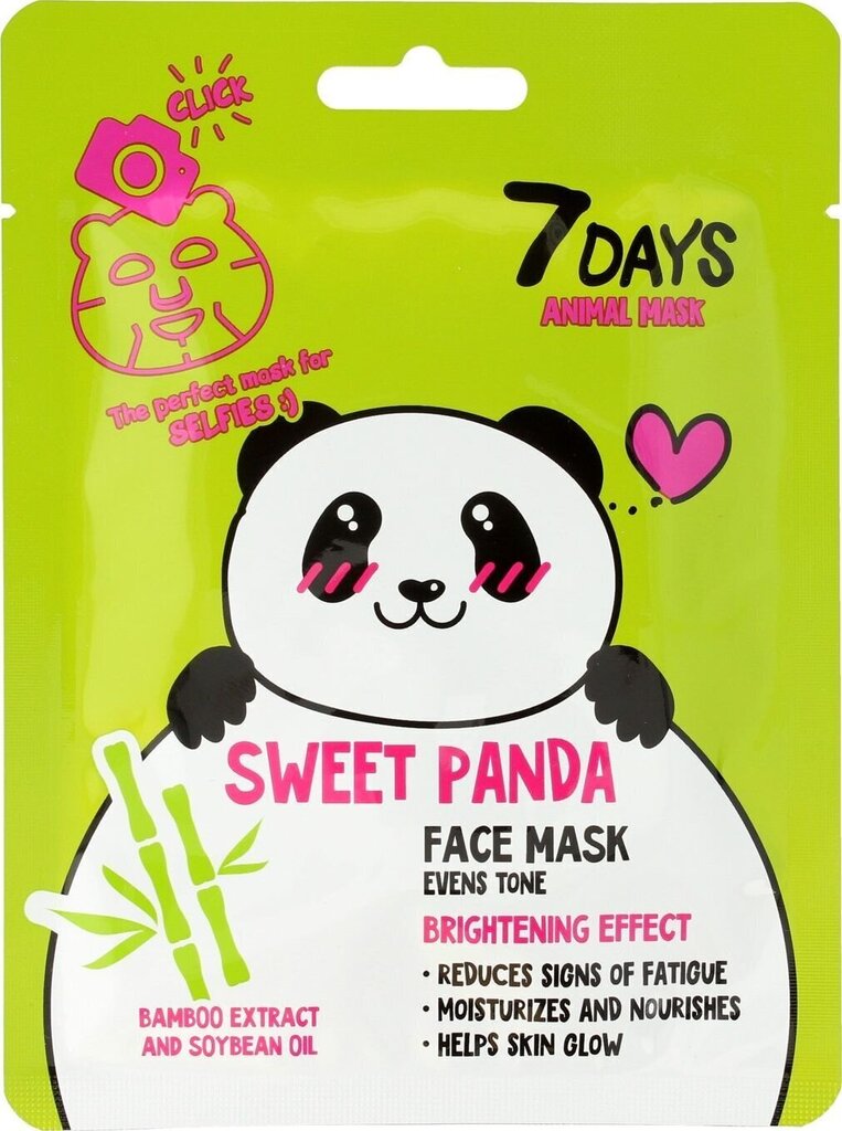 Säraandev näomask 7 Days Animal Sweet Panda, 28 g цена и информация | Näomaskid ja silmamaskid | hansapost.ee