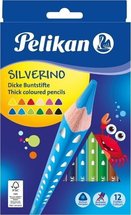 Värvipliiats 12 värvi Pelikan Silverino SOFT hind ja info | Kunstitarbed, voolimise tarvikud | hansapost.ee