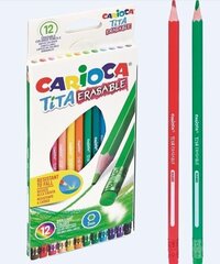 Цветные карандаши с ластиком Tita Carioca, 12 цветов цена и информация | Принадлежности для рисования, лепки | hansapost.ee