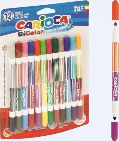 Kahepoolsed viltpliiatsid Bi-Color 12 = 24 Carioca, 12 tk цена и информация | Kunstitarbed, voolimise tarvikud | hansapost.ee