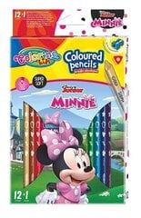 Värvilised pliiatsid koos teritajaga Colorino Junior Minnie, kolmnurksed, 12 tk. /13 värvi цена и информация | Принадлежности для рисования, лепки | hansapost.ee