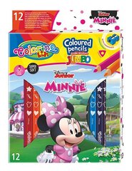 Värvilised pliiatsid koos teritajaga Colorino Junior Minnie Jumbo, 12 tk. /13 värvi hind ja info | Kunstitarbed, voolimise tarvikud | hansapost.ee