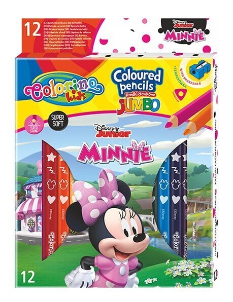 Värvilised pliiatsid koos teritajaga Colorino Junior Minnie Jumbo, 12 tk. /13 värvi цена и информация | Kunstitarbed, voolimise tarvikud | hansapost.ee