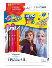 Värvilised pliiatsid koos teritajaga Colorino Disney Frozen II Jumbo, 12 tk./ 13 värvi hind ja info | Kunstitarbed, voolimise tarvikud | hansapost.ee