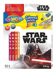 Värvilised pliiatsid koos teritajaga Colorino Disney Star Wars Jumbo, 12 tk. /13 värvi цена и информация | Принадлежности для рисования, лепки | hansapost.ee