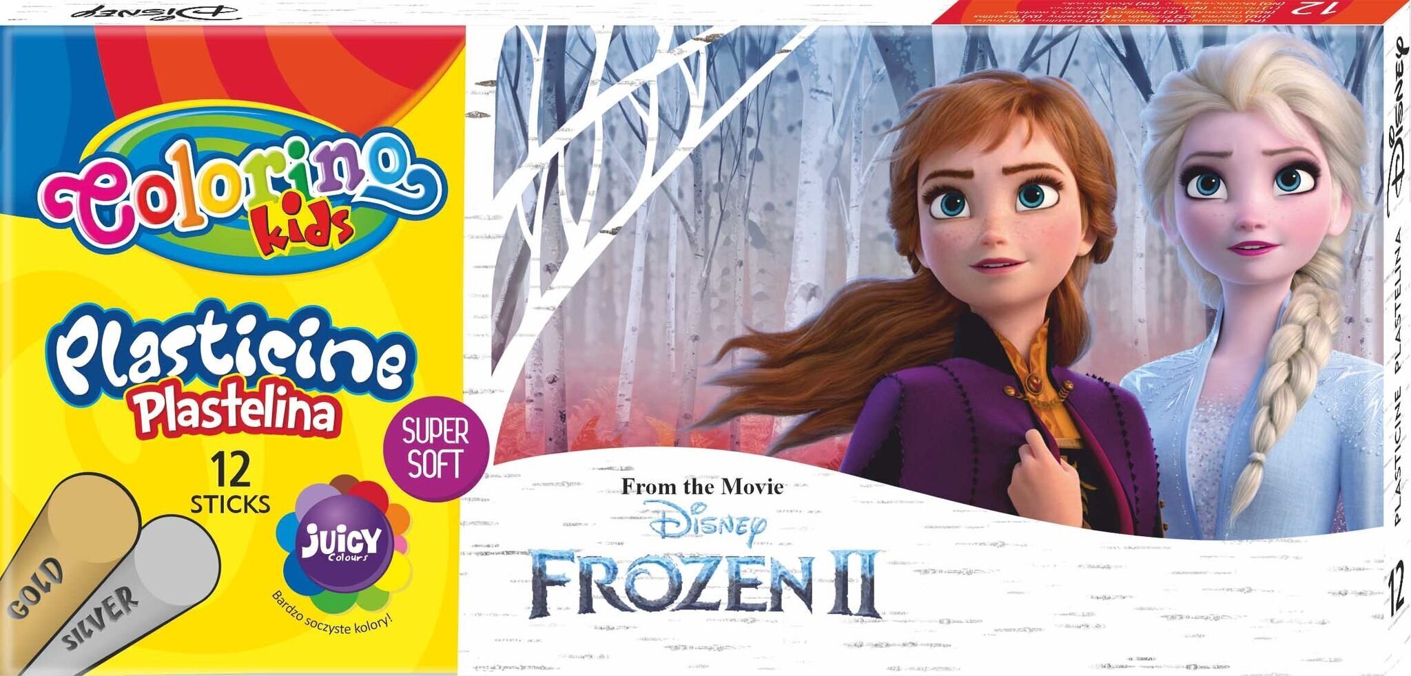 Plastiliin Colorino Disney Frozen II, 12 värvi (hõbedane ja kuldne) цена и информация | Kunstitarbed, voolimise tarvikud | hansapost.ee