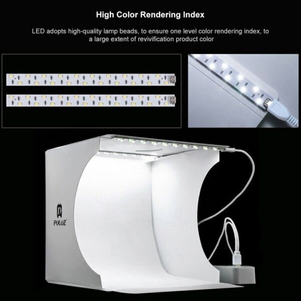Puluz LED valguskast 20 cm, 1100 luumenit hind ja info | Fotovalgustid, ringvalgustid ja fotostuudiod | hansapost.ee