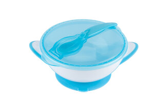 Тарелка с липким дном и ложкой BabyOno 1063, 6 мес+, синяя цена и информация | Детская посуда, контейнеры для молока и еды | hansapost.ee