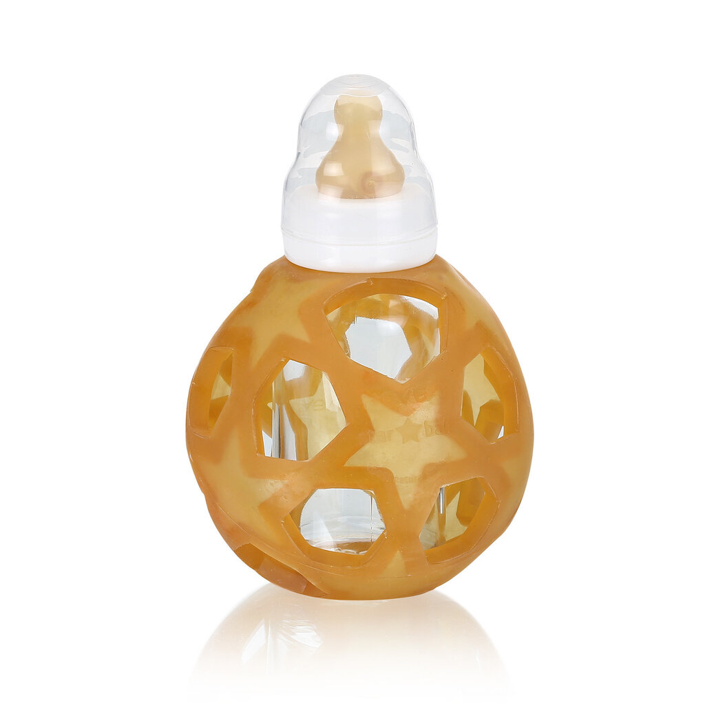 Klaaspudel ja kummist närimispall Hevea Star ball 0+ kuud 150 ml цена и информация | Närimismänguasjad lastele | hansapost.ee