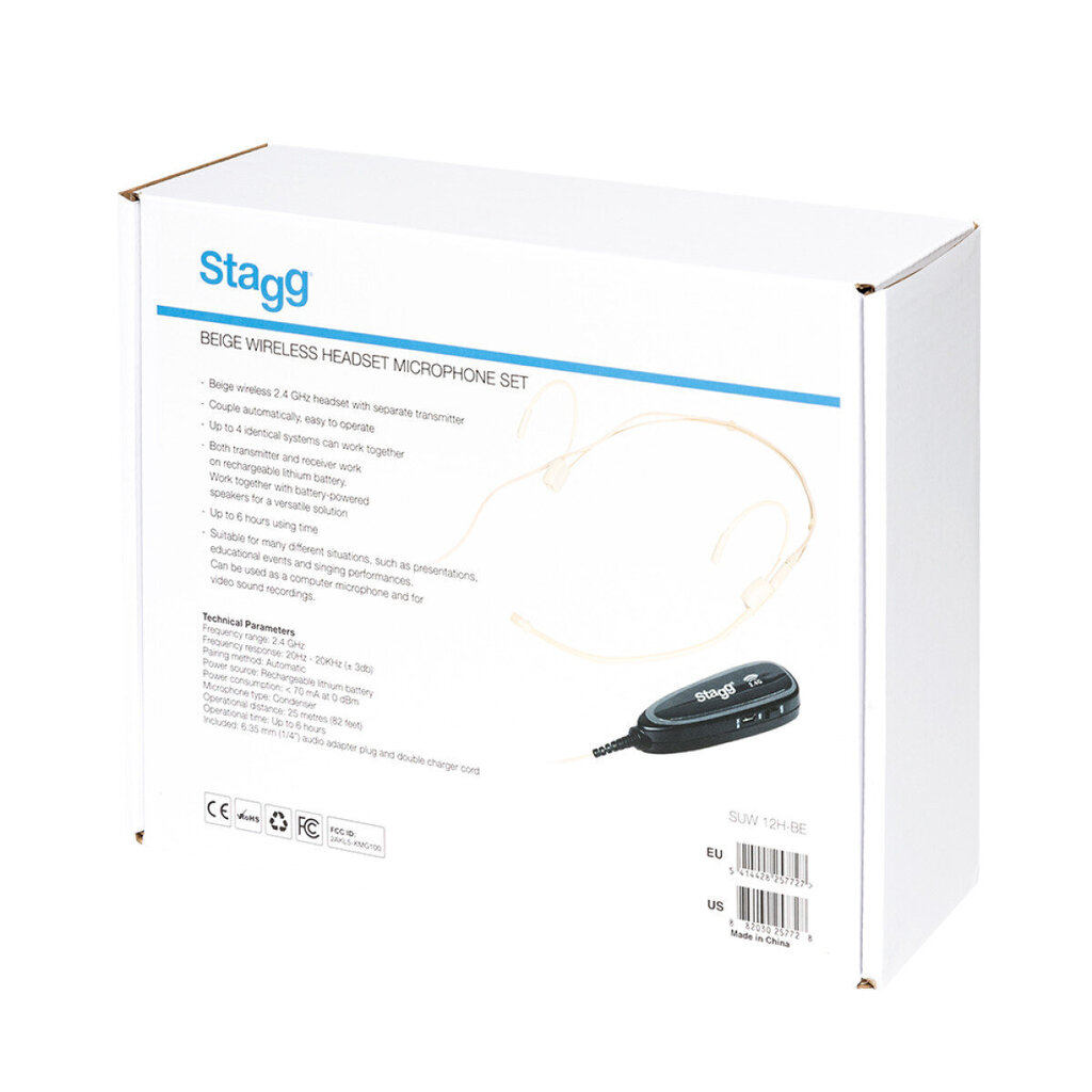 Juhtmevaba mikrofon kõrvale (headset) Stagg SUW 12H-BE (ihu värv) hind ja info | Mikrofonid | hansapost.ee