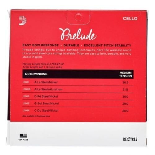 Keeled tšellole D'Addario Prelude J1010 4/4M hind ja info | Muusikainstrumentide tarvikud | hansapost.ee