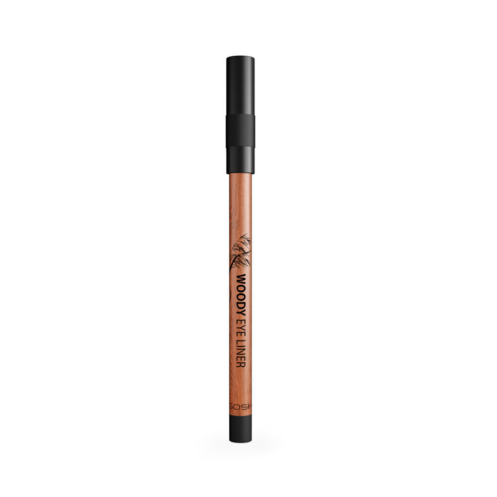 GOSH Woody Eye Liner silmalainer 1.1 g, 001 Ebony Black цена и информация | Lauvärvid, ripsmetušid ja silmapliiatsid | hansapost.ee