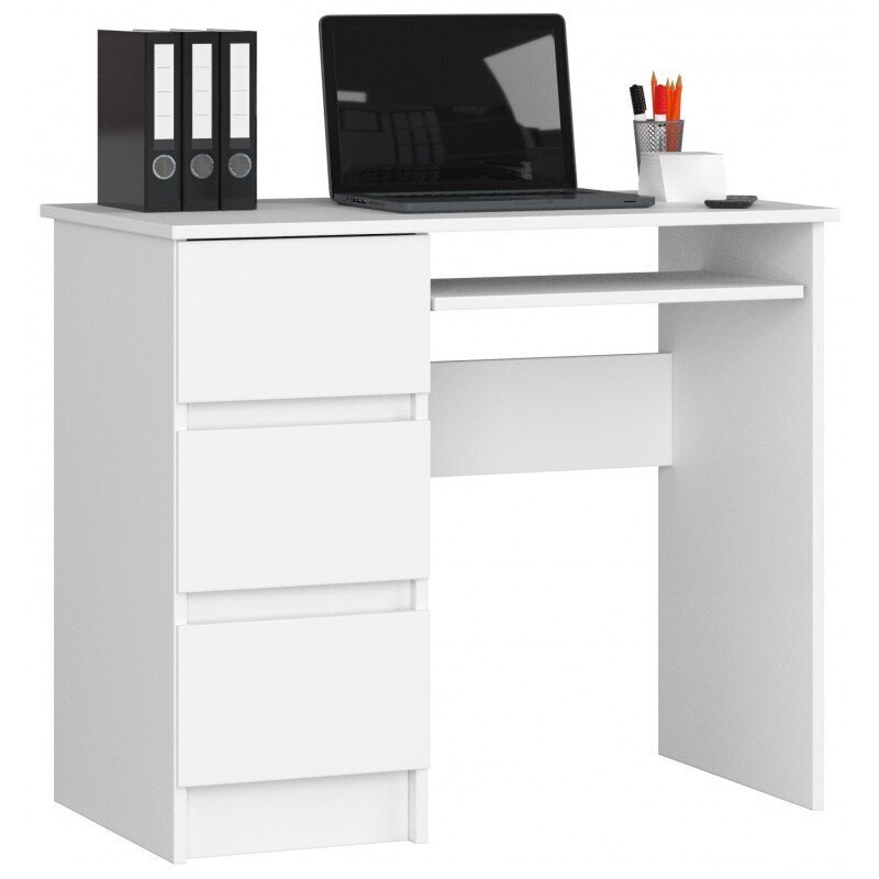 Kirjutuslaud A6, vasakpoolne, valge цена и информация | Arvutilauad, kirjutuslauad | hansapost.ee
