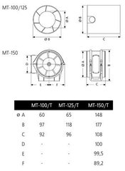 Ventilaator Cata MT100, valge hind ja info | Vannitoa ventilaatorid | hansapost.ee