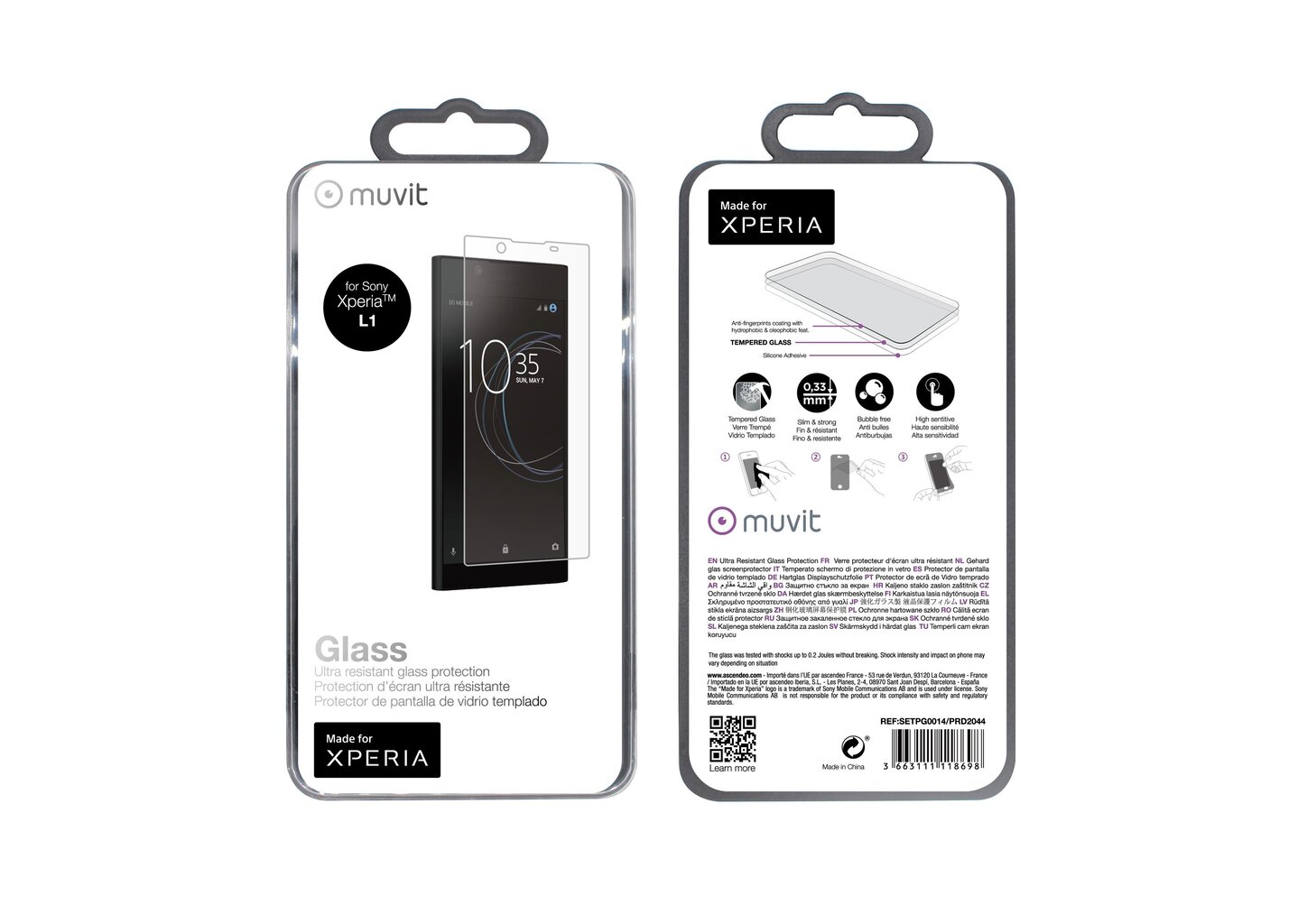 Sony Xperia L1 screen GLASS by Muvit tr. цена и информация | Ekraani kaitseklaasid ja kaitsekiled | hansapost.ee