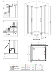 Kvadratinė dušo kabina Deante Funkia, 90x90 cm цена и информация | Душевые кабины | hansapost.ee