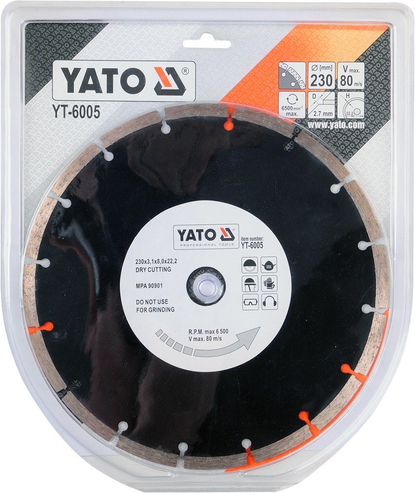 Teemantketas Yato 230x2,7x22,2mm (YT-6005), segment цена и информация | Lihvmasinad | hansapost.ee