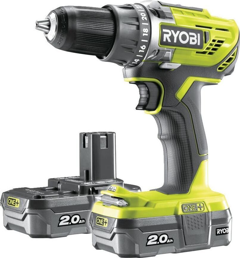 Akutrell-kruvikeeraja Ryobi R18DD3-220S / 18V / 2 x 2,0 Ah hind ja info | Akutrellid, puurid ja kruvikeerajad | hansapost.ee