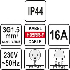 Удлинитель электрический 10 м IP44 изоляция YT-81021 цена и информация | Бытовые удлинители | hansapost.ee