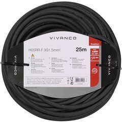 Удлинительный кабель для улицы Vivanco H05RR-F 25 м, черный цена и информация | Удлинители | hansapost.ee