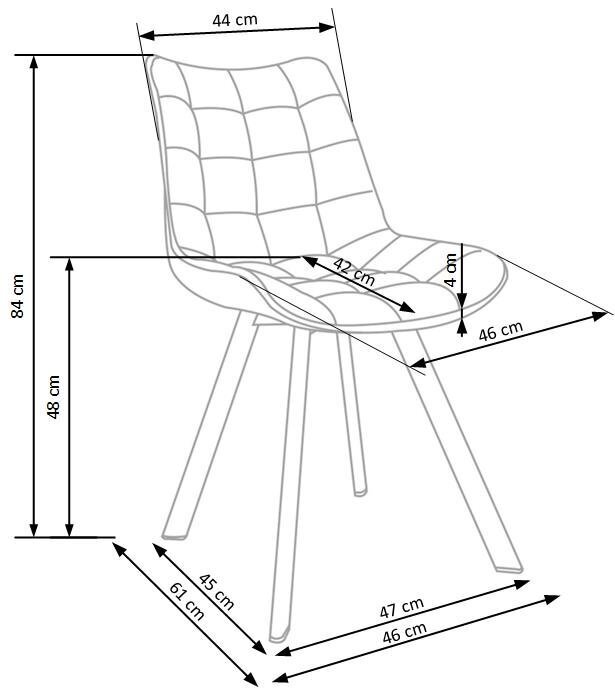 2 tooli komplekt K332, roheline/must цена и информация | Köögitoolid, söögitoolid | hansapost.ee