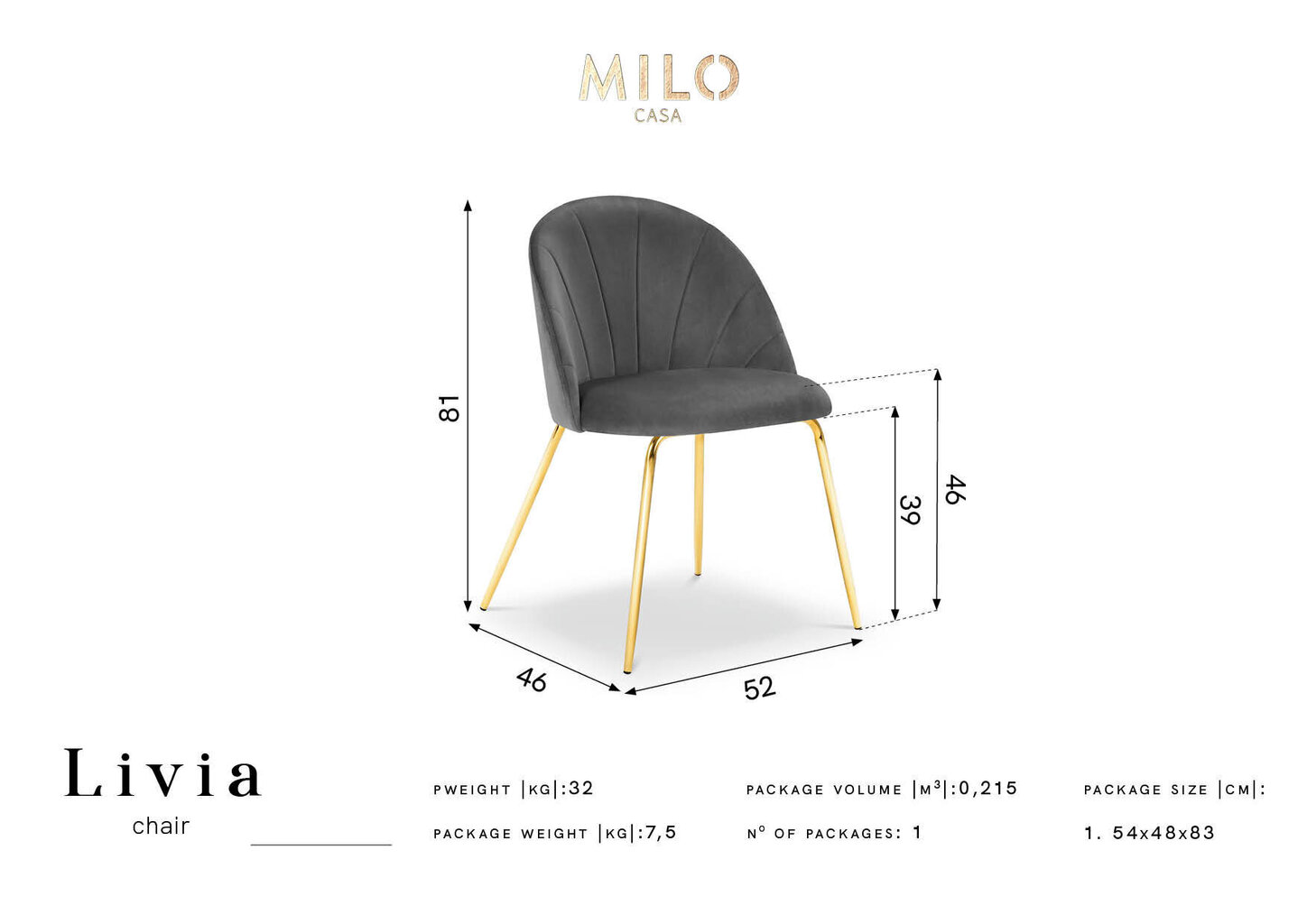 Tool Milo Casa Lucia, tumesinine/kuldne värv hind ja info | Köögitoolid, söögitoolid | hansapost.ee