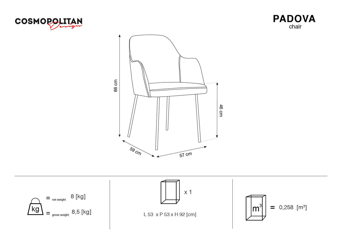 Tool Cosmopolitan Design Padova, roosa/kuldne värv hind ja info | Köögitoolid, söögitoolid | hansapost.ee