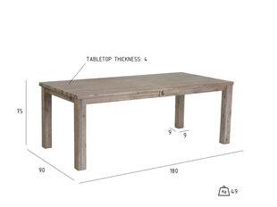 Laud Alaska, 180 cm, pruun hind ja info | Köögilauad, söögilauad | hansapost.ee