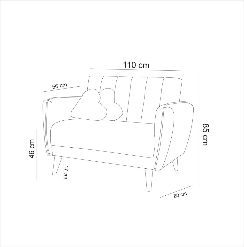 Diivan Artie Aqua Loveseat, sinine hind ja info | Diivanvoodid ja diivanid | hansapost.ee